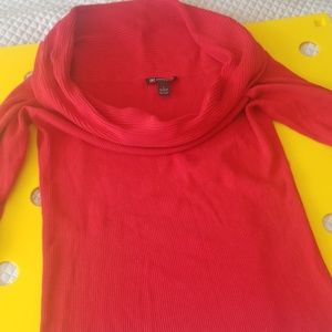 INC red knit cowl neck top (304)